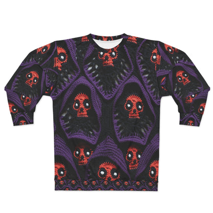 Grim Reaper Crochet Halloween Fright Scare Ghoul Fantasy Horror - Sudadera unisex (AOP)