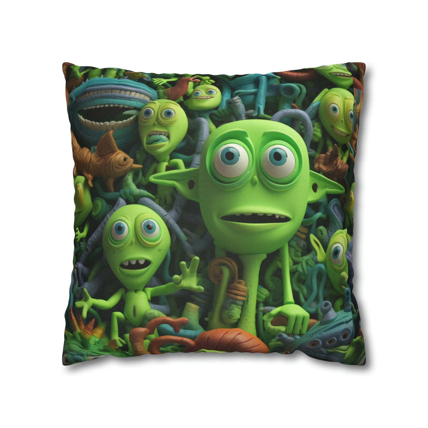 Toy Alien Story Space Character Galactic UFO Anime Cartoon - Spun Polyester Square Pillow Case