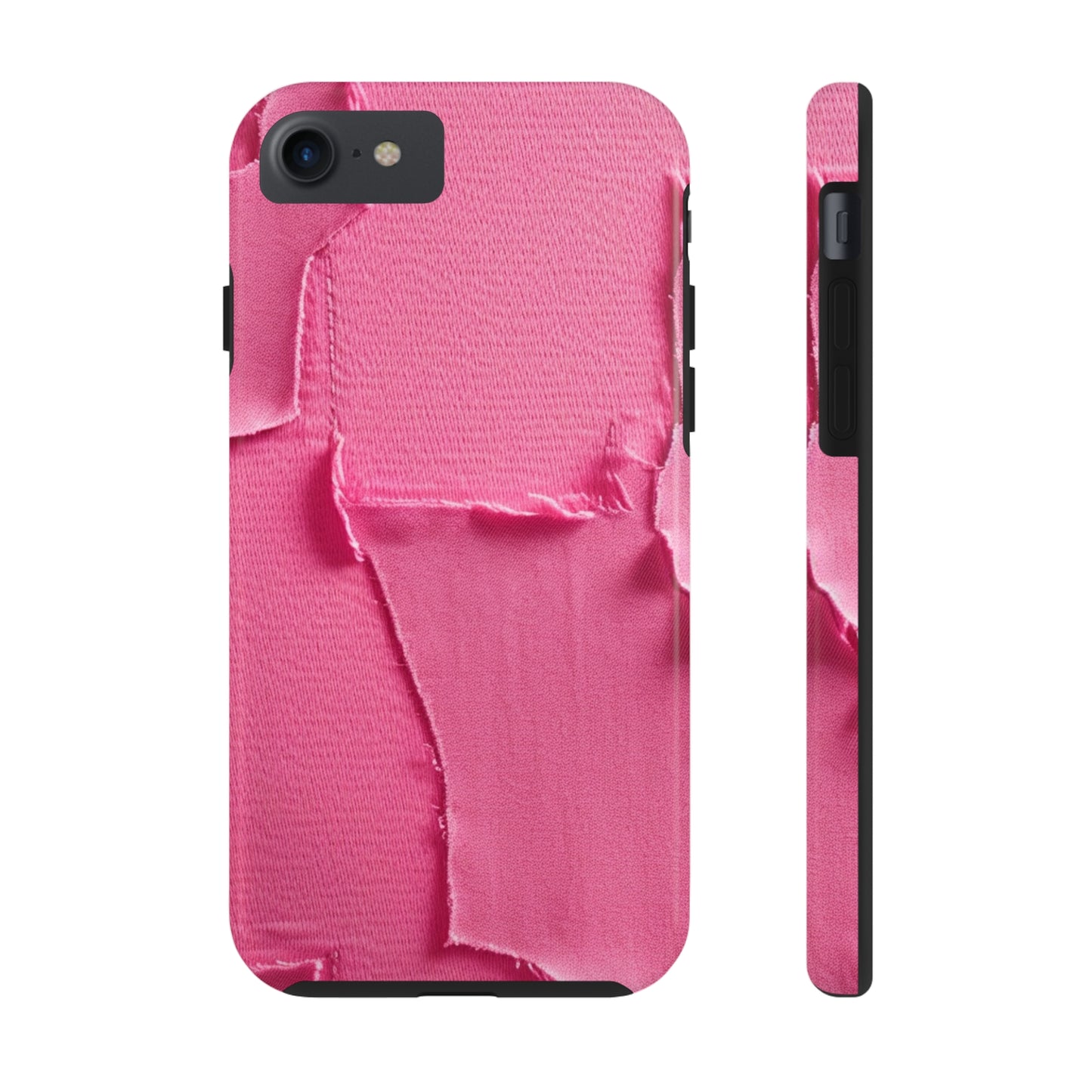 Distressed Neon Pink: Edgy, Ripped Denim-Inspired Doll Fabric - Tough Phone Cases