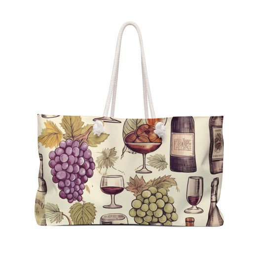 Wine Lovers Theme: Varieties of Wine, Grapes & Vineyards Design Weekender Bag