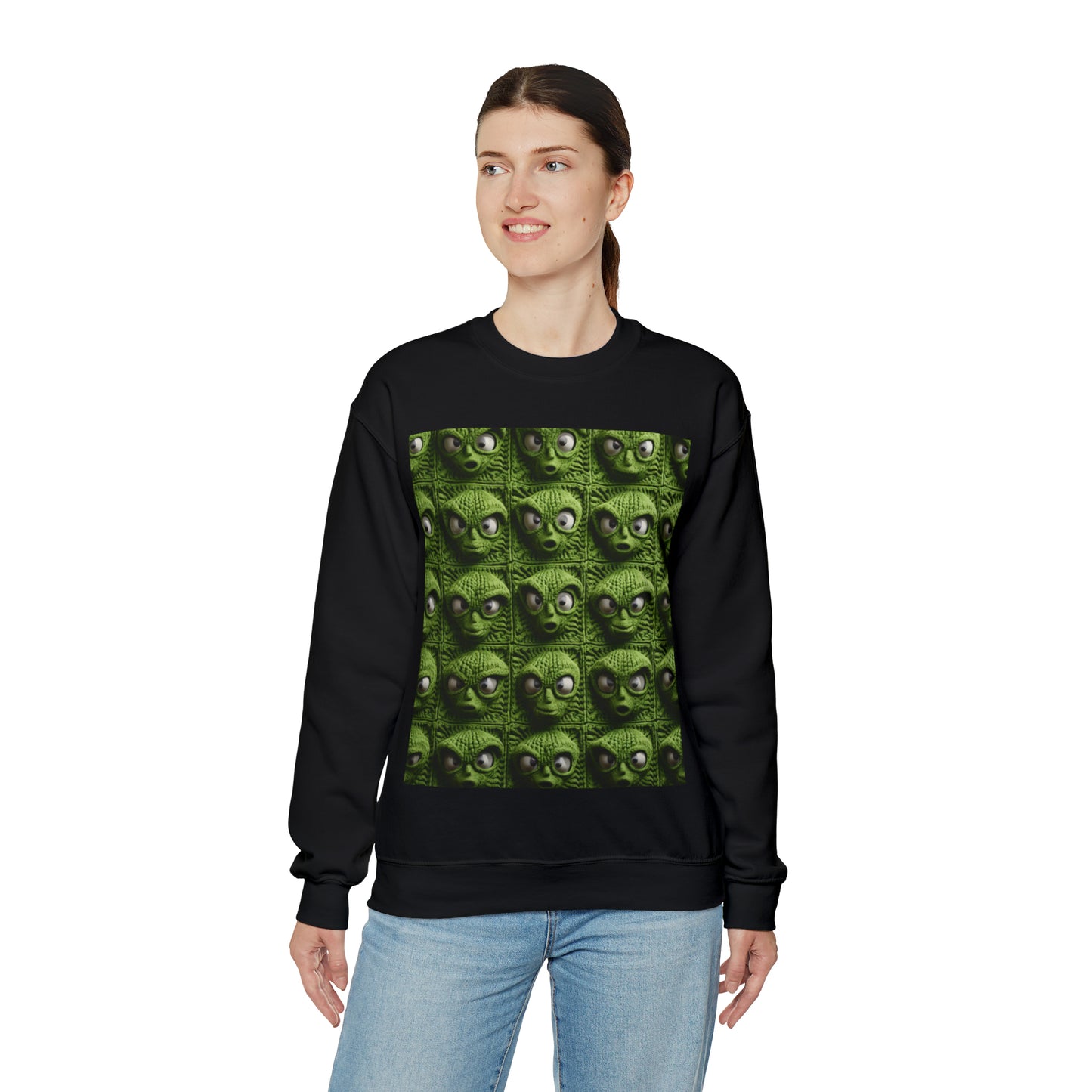 Alien Granny Square Crochet - Galacitc Space Sci fi Fantasy Theme - Unisex Heavy Blend™ Crewneck Sweatshirt