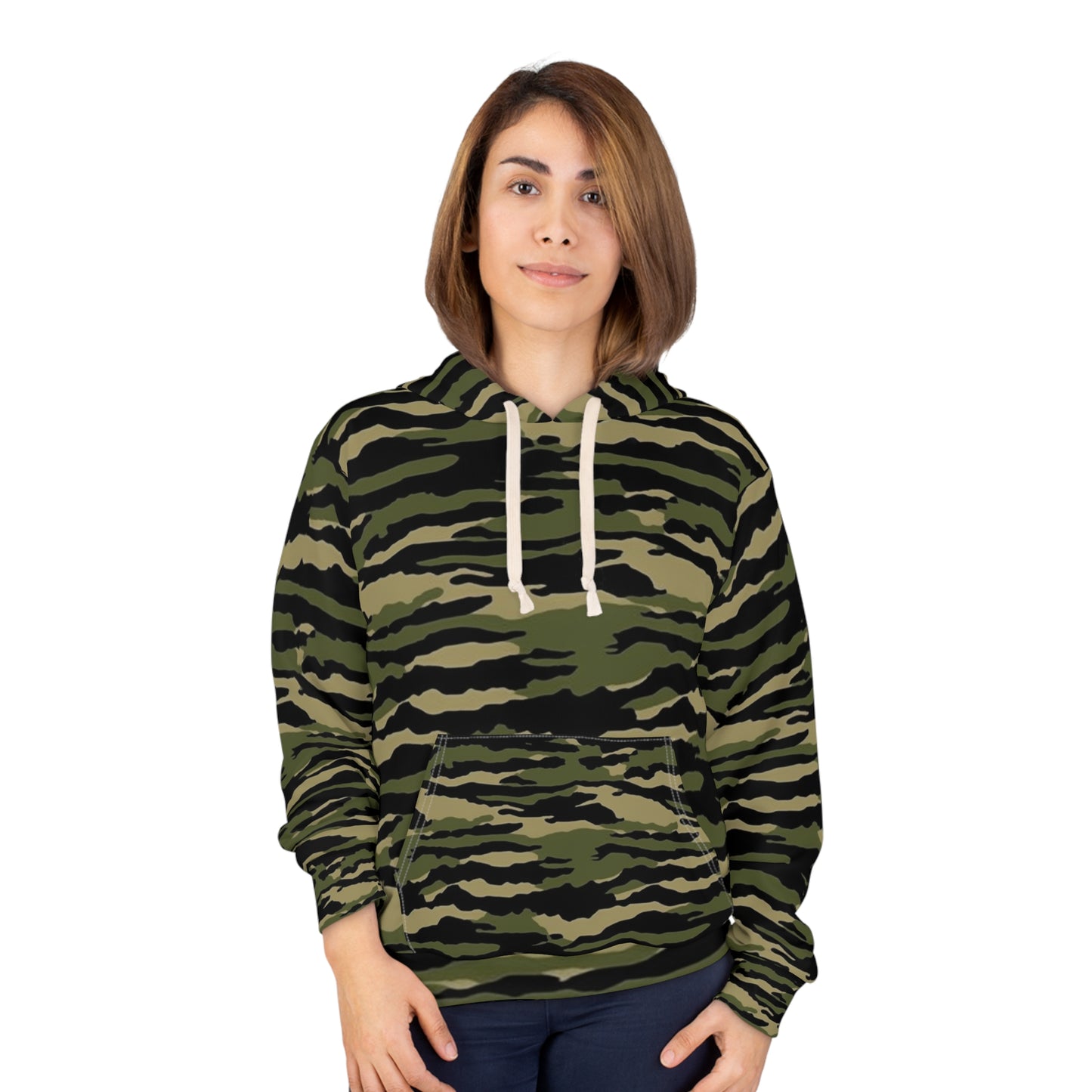 Tiger Stripe Camouflage: Military Style - Unisex Pullover Hoodie (AOP)