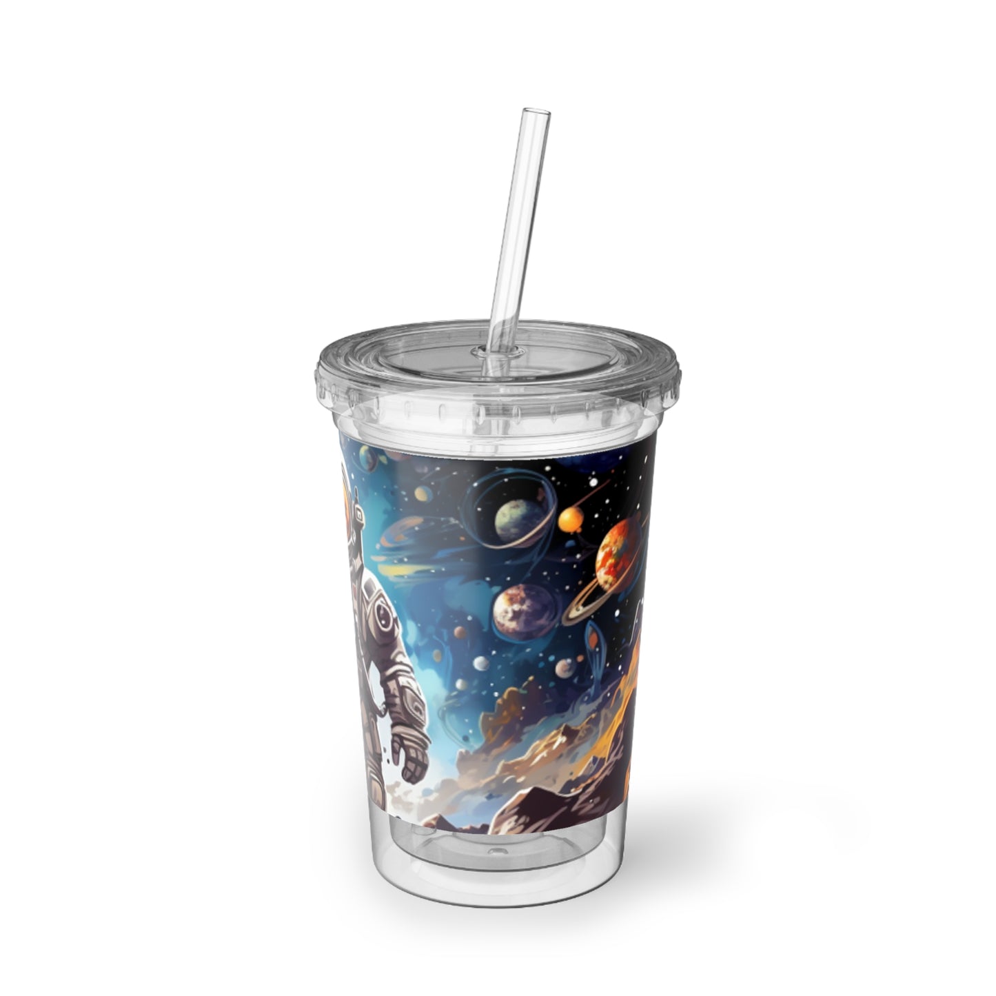 Galactic Voyage: Astronaut Journey in Celestial Star Cosmic Exploration - Suave Acrylic Cup