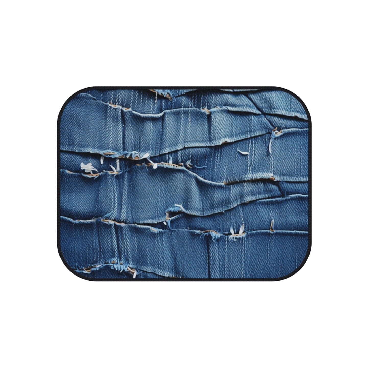 Denim desgastado azul medianoche: diseño resistente, rasgado y elegante - Alfombrillas para coche (juego de 4) 