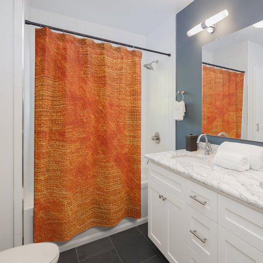 Burnt Orange/Rust: Denim-Inspired Autumn Fall Color Fabric - Shower Curtains