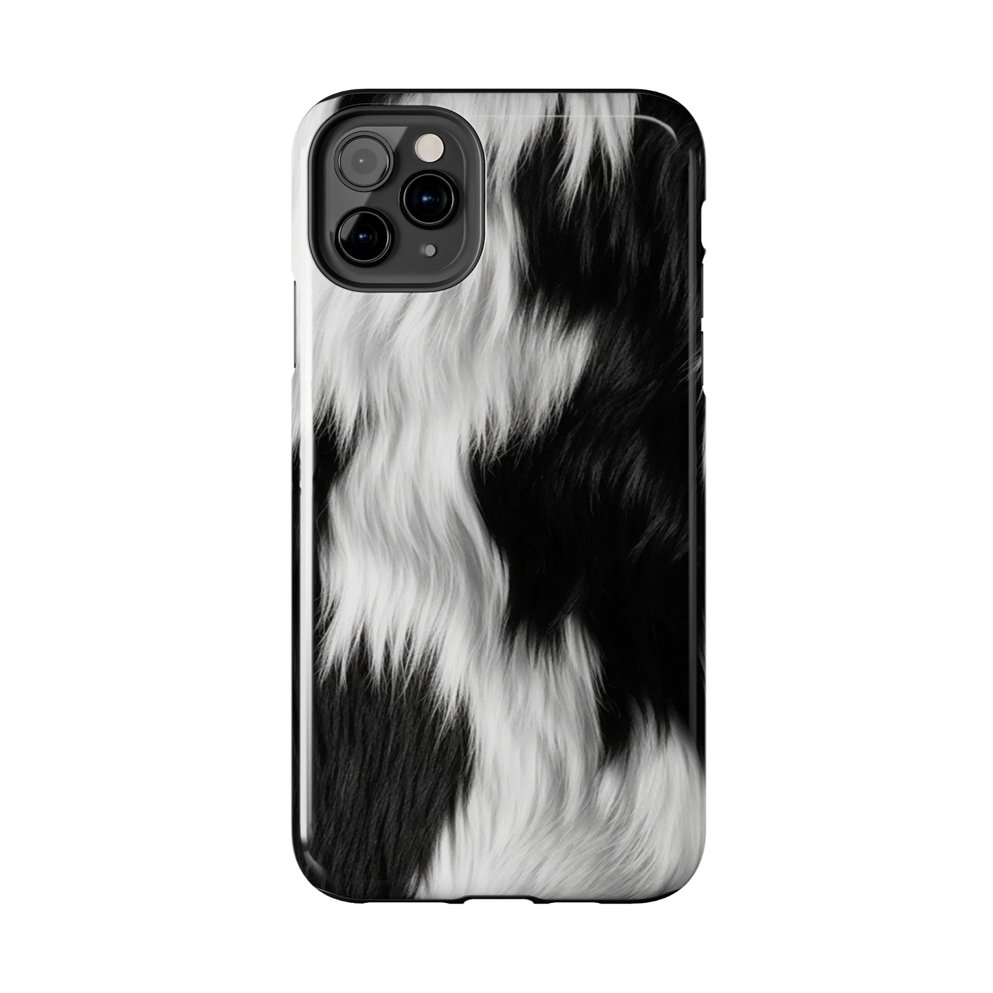 Cowhide on Hair Leather - Black and White - Designer Style - Tough Phone Cases