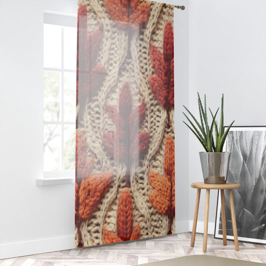 Crochet Fall Leaves: Harvest Rustic Design - Golden Browns -Woodland Maple Magic - Window Curtain