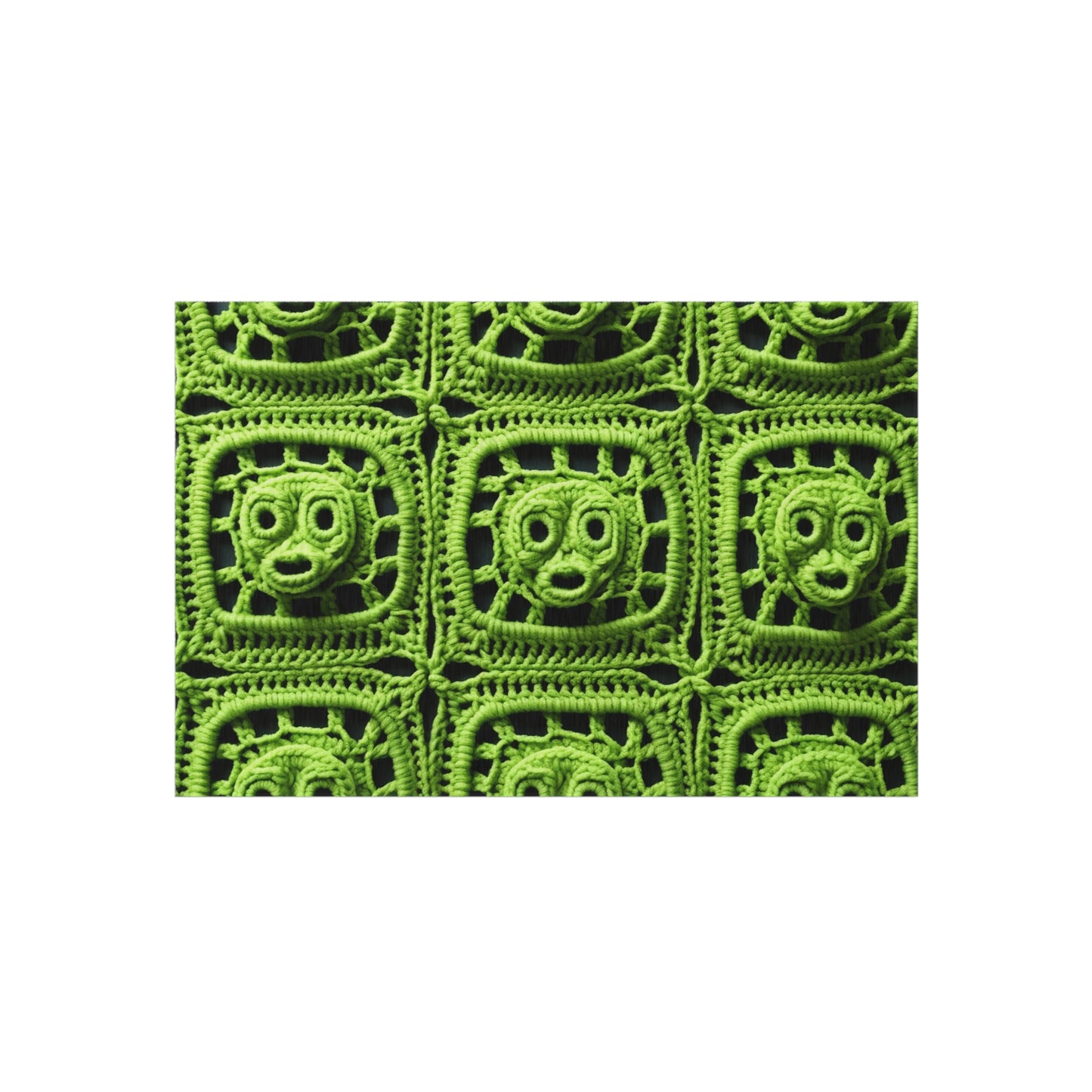 Halloween Green Alien Crochet Galactic Space Zombie Style - Outdoor Rug