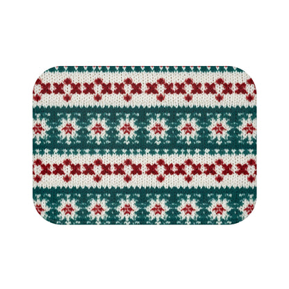 Christmas Knit Crochet Holiday, Festive Yuletide Pattern, Winter Season - Bath Mat