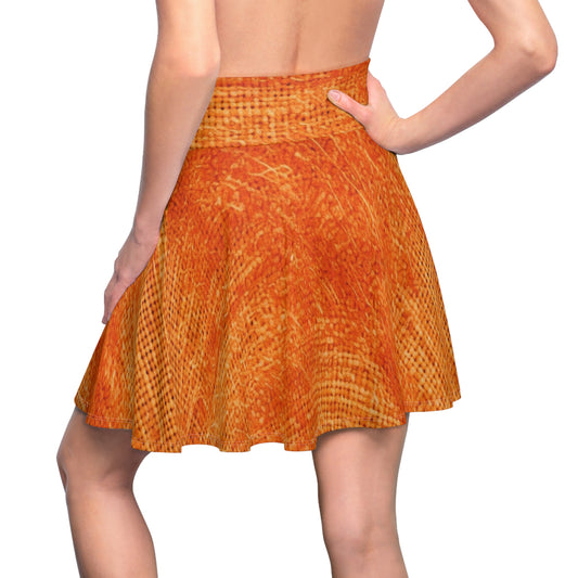 Burnt Orange/Rust: Denim-Inspired Autumn Fall Color Fabric - Women's Skater Skirt (AOP)