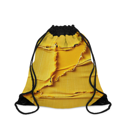 Banana Yellow Lemon: Bold Distressed, Denim-Inspired Fabric - Drawstring Bag