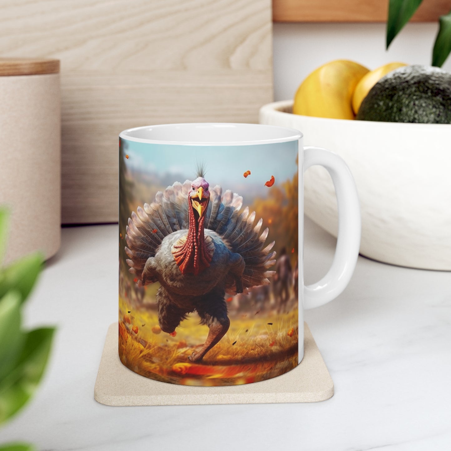 Thanksgiving Trot Turkey Run Athlete Sprint Racer Holiday Feast Dinner - Ceramic Mug 11oz