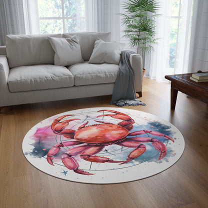 Cancer Star Sign - Elegant Zodiac Astrology - Round Rug