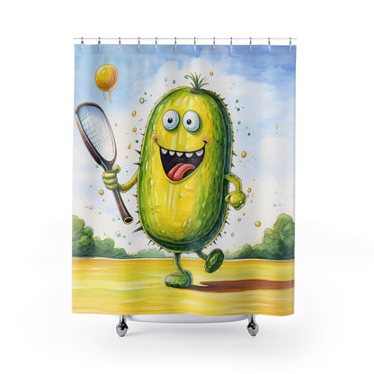 Pickleball Sport: Athletic Pickle Playing Game with Net and Paddle - Shower Curtains