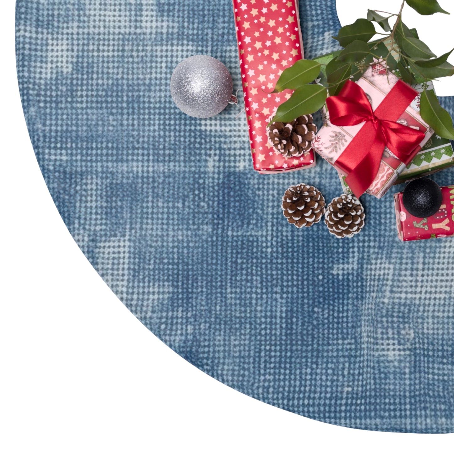 Faded Blue Washed-Out: Denim-Inspired, Style Fabric - Christmas Tree Skirts