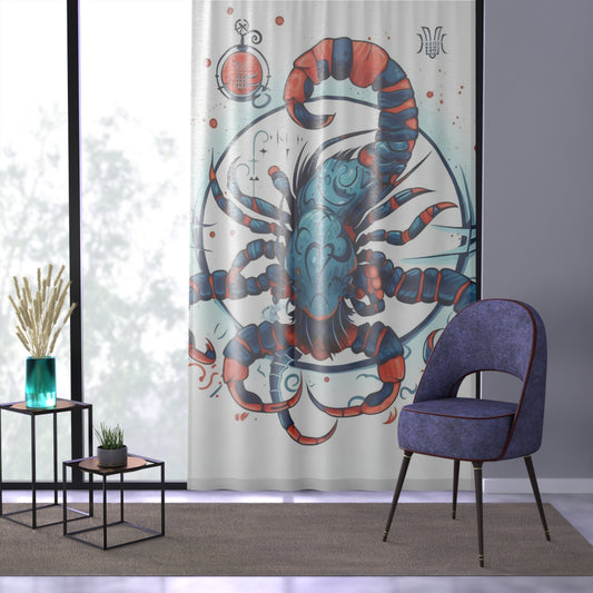 Cute Scorpio Zodiac Sign - Big Claws, Long Tail Cosmic Astrology Symbol - Window Curtain