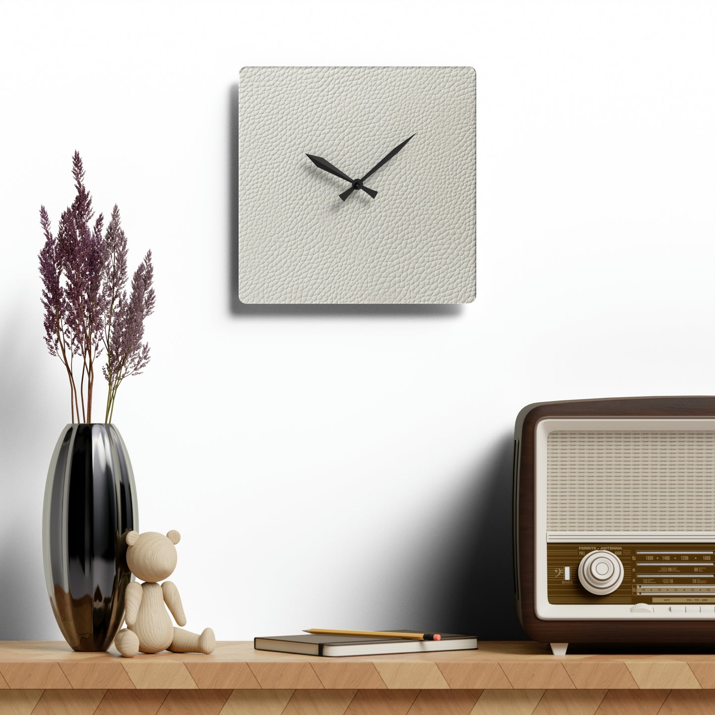 White Leather Design - Acrylic Wall Clock