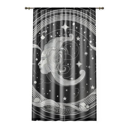 Aquarius Custom Photo Curtains, Black White Water-Bearer Design, 100% Polyester, One-Sided Print