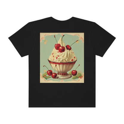 Retro Ice Cream Sundae Parlour Scoop Diner Dessert Art - Camiseta unisex teñida de ropa