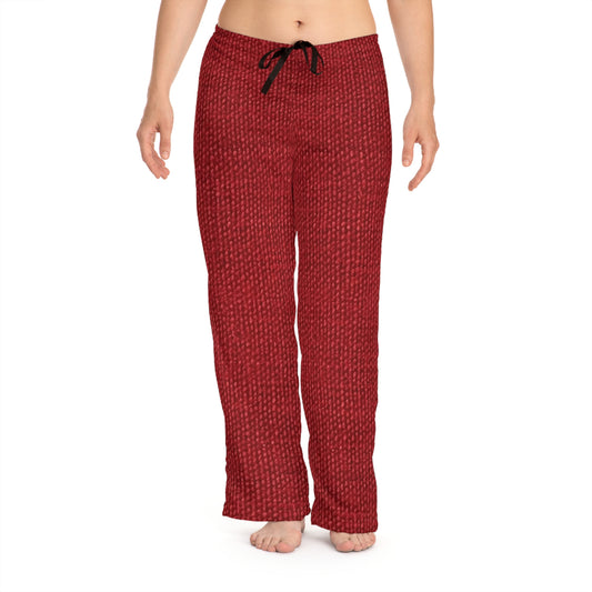 Rojo rubí atrevido: estilo apasionante de tela inspirado en la mezclilla - Pantalones de pijama para mujer (AOP)