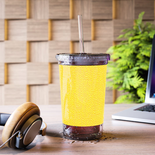 Sunshine Yellow Lemon: Denim-Inspired, Cheerful Fabric - Suave Acrylic Cup