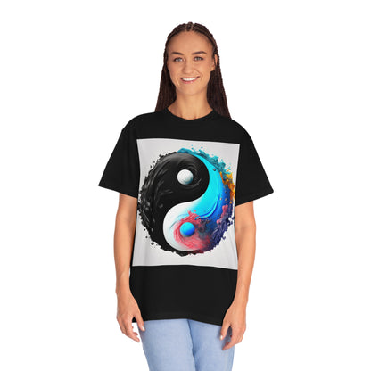 Yin Yang Symbol, Colorful Paint Style - Artistic Decor - Unisex Garment-Dyed T-shirt