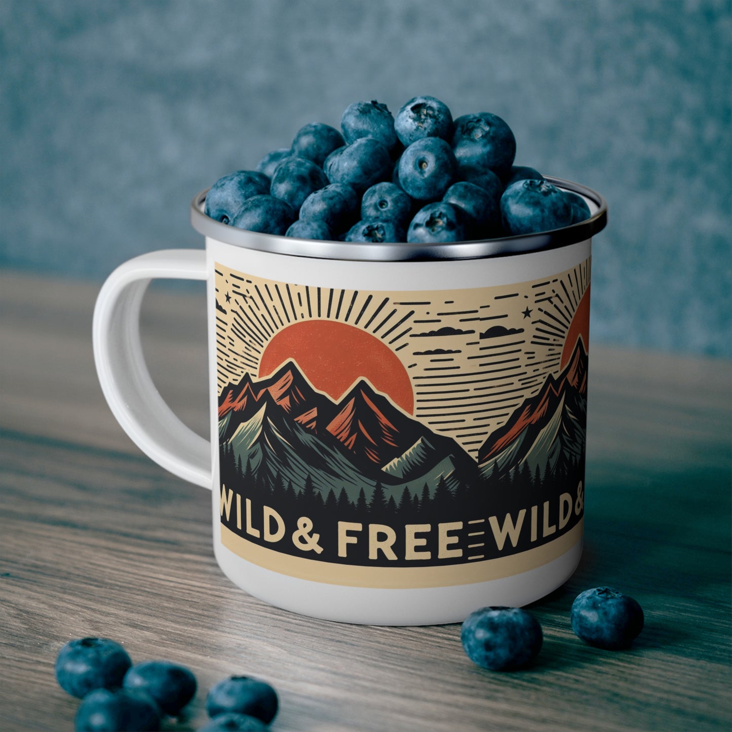 Wild and Free - Trendy Hiking and Camping - Enamel Camping Mug