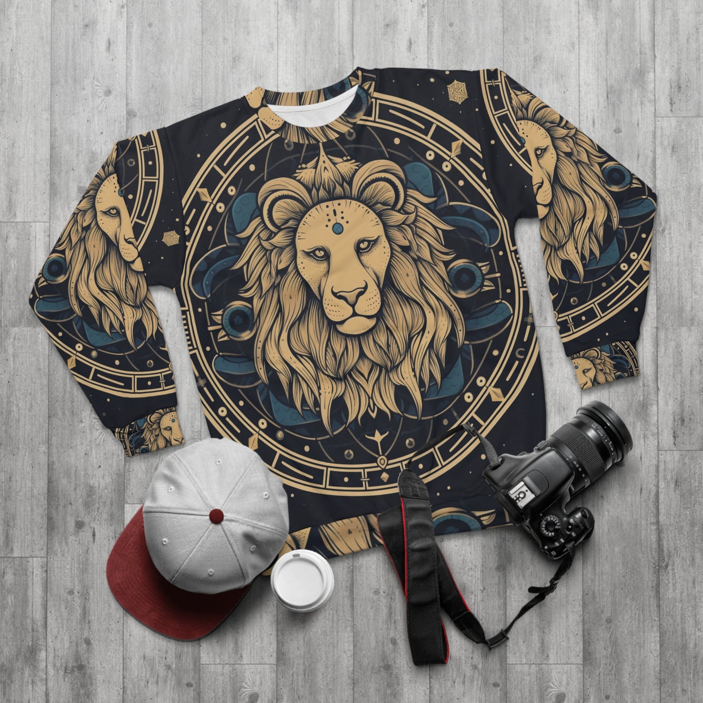 Signo del zodiaco Leo - Constelación cósmica del arte de la astrología del círculo místico - Sudadera unisex (AOP)