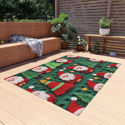 Santa Claus Crochet Pattern, Christmas Design, Festive Holiday Decor, Father Christmas Motif. Perfect for Yuletide Celebration - Outdoor Rug