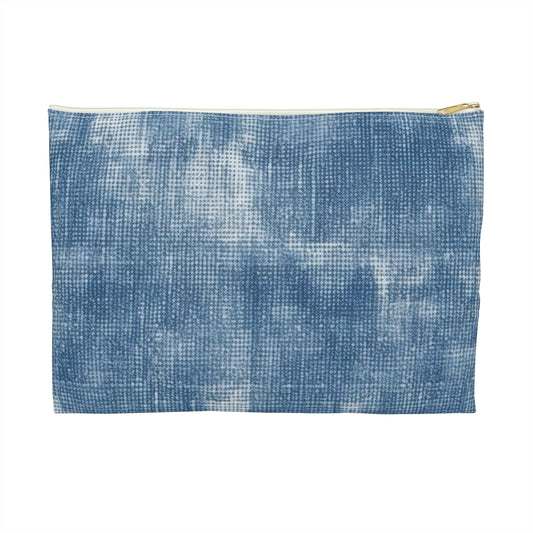 Faded Blue Washed-Out: Denim-Inspired, Style Fabric - Accessory Pouch