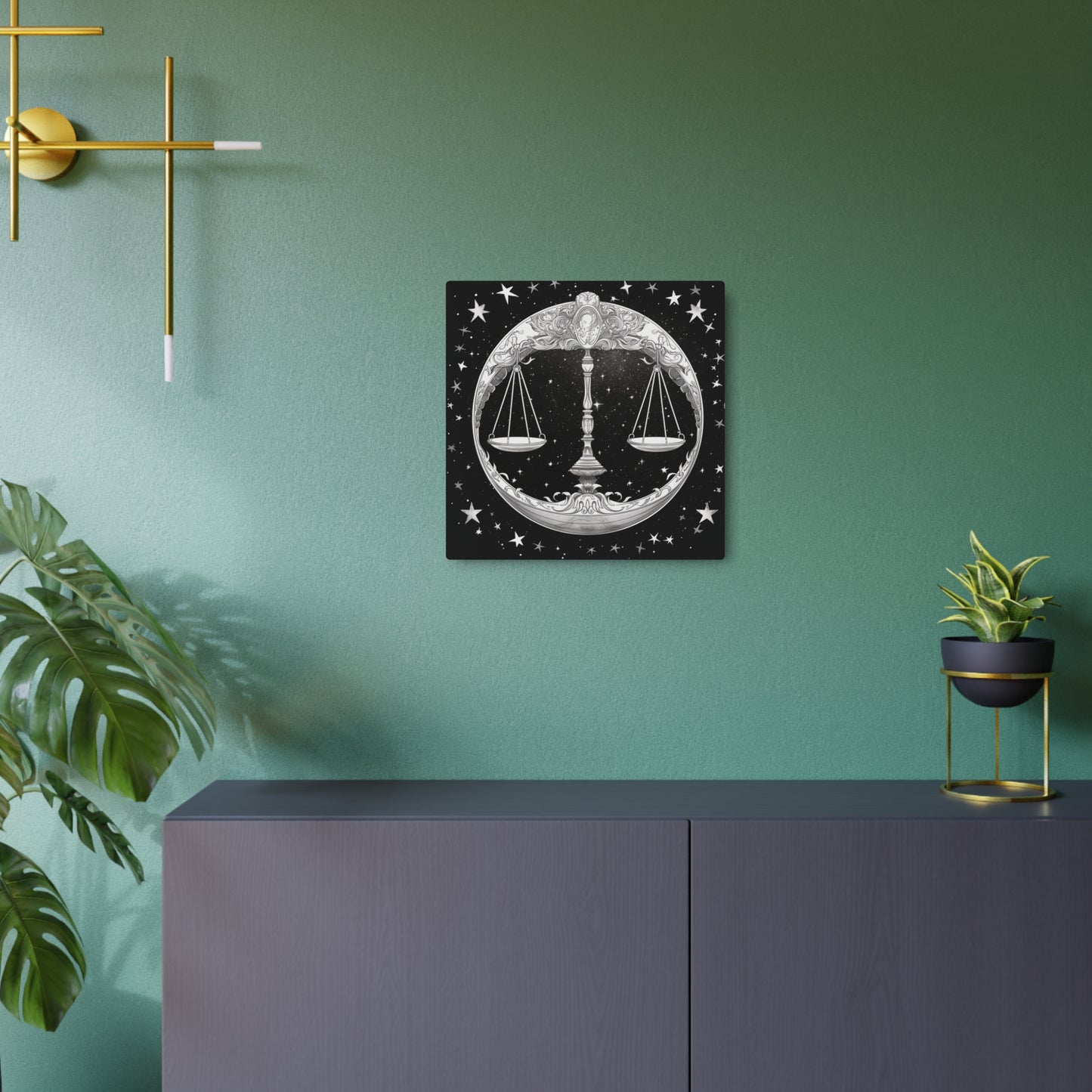 Libra-Themed Matte White Aluminum Sign, Zodiac Art Decor