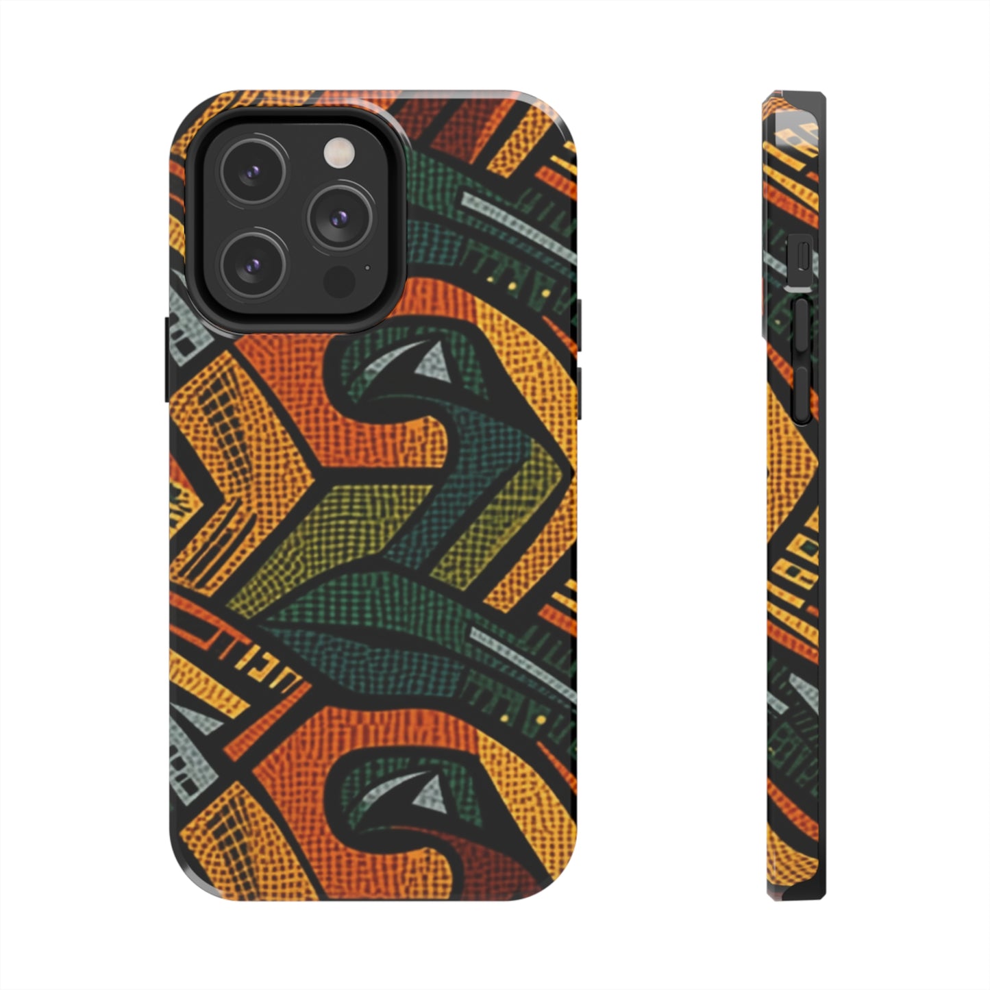 1960-1970s Style African Ornament Textile - Bold, Intricate Pattern - Tough Phone Cases