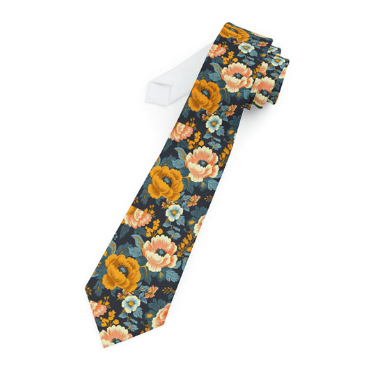 50s 60s Inspired High-Waisted Floral Flower Pattern - Necktie