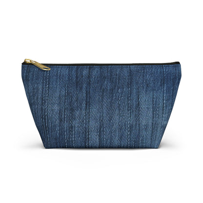 Indigo Splash: Washed Denim Reverie in Deep Blue - Accessory Pouch w T-bottom