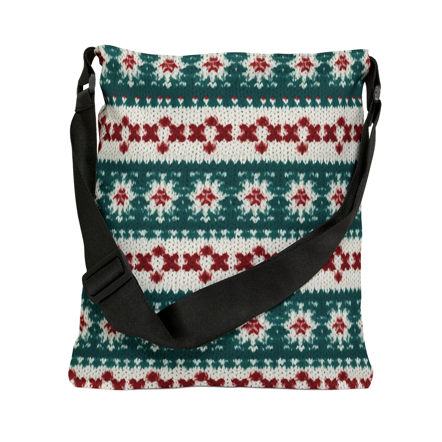 Christmas Knit Crochet Holiday, Festive Yuletide Pattern, Winter Season - Adjustable Tote Bag (AOP)