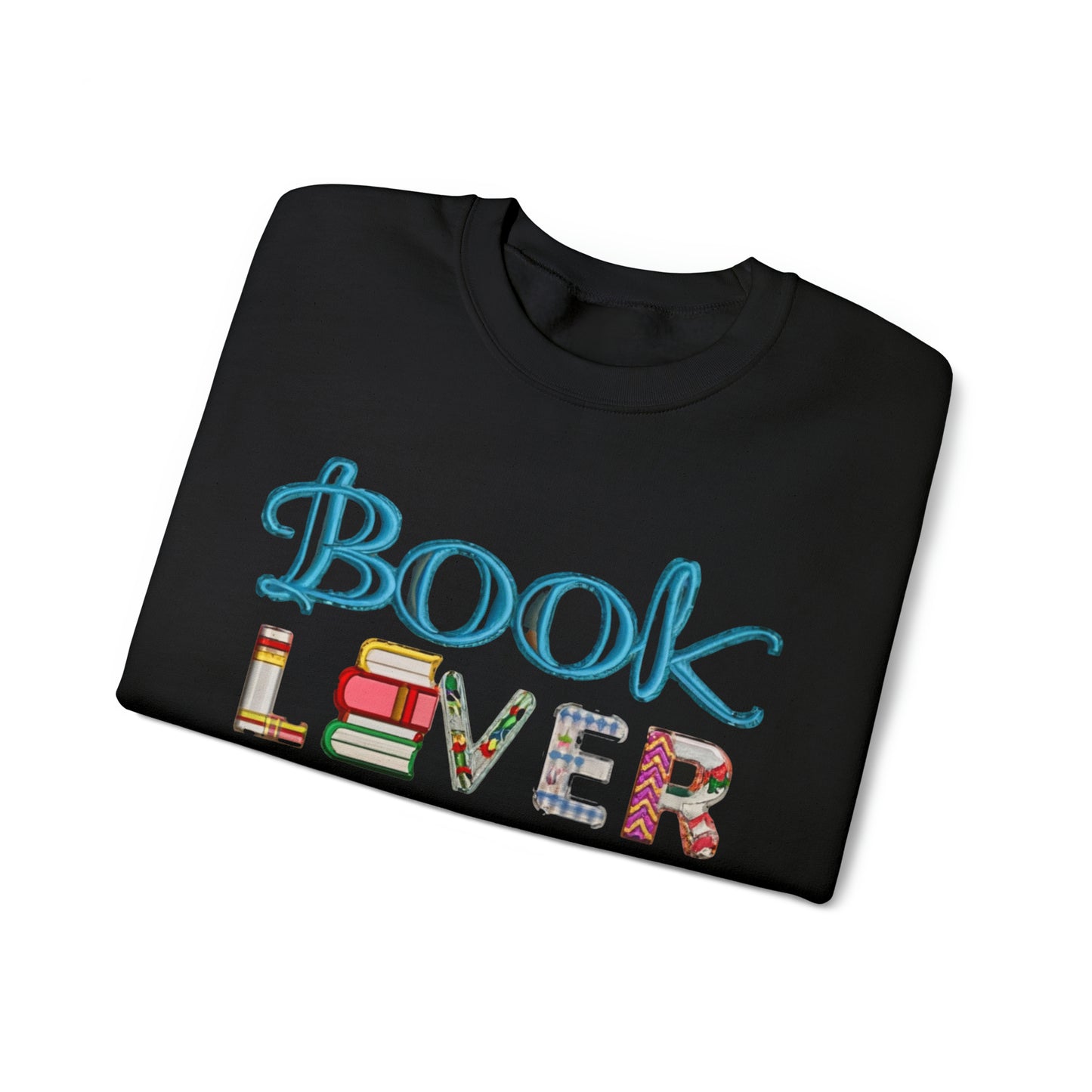 Bookworm Book Lover - Artistic Embroidery Style for Literature Fans - Unisex Heavy Blend™ Crewneck Sweatshirt