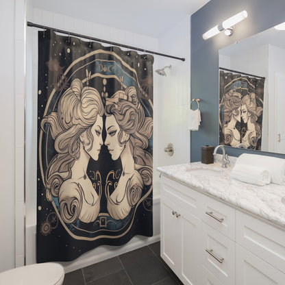 Duality of Gemini - Expressive Twins Zodiac Astrology - Shower Curtains