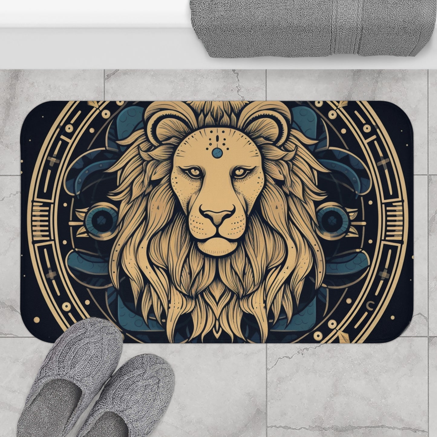 Leo Zodiac Sign - Mystic Circle Astrology Art Cosmic constellation - Bath Mat