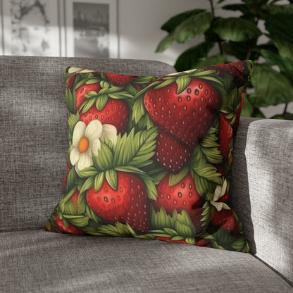 Strawberry Euphoria: The Ultimate Guide to Celebrating Life's Sweetest BerrySpun Polyester Square Pillow Case