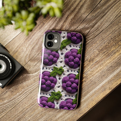 Crochet Grapes Pattern - Granny Square Design - Fresh Fruit Pick - Orchard Purple Snack Food - Tough Phone Cases