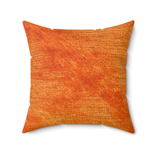 Burnt Orange/Rust: Denim-Inspired Autumn Fall Color Fabric - Spun Polyester Square Pillow