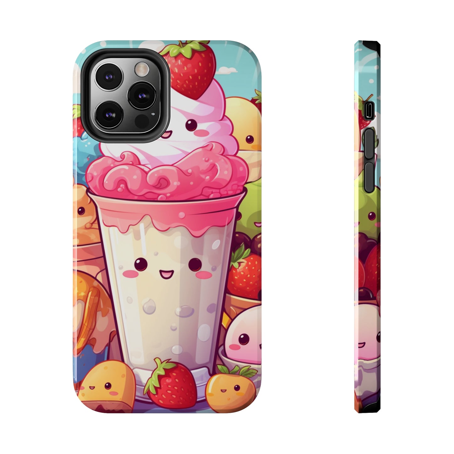 Strawberry Japan Milkshake - Kawaii Dessert Delight - Sweet Berry Anime Character - Tough Phone Cases