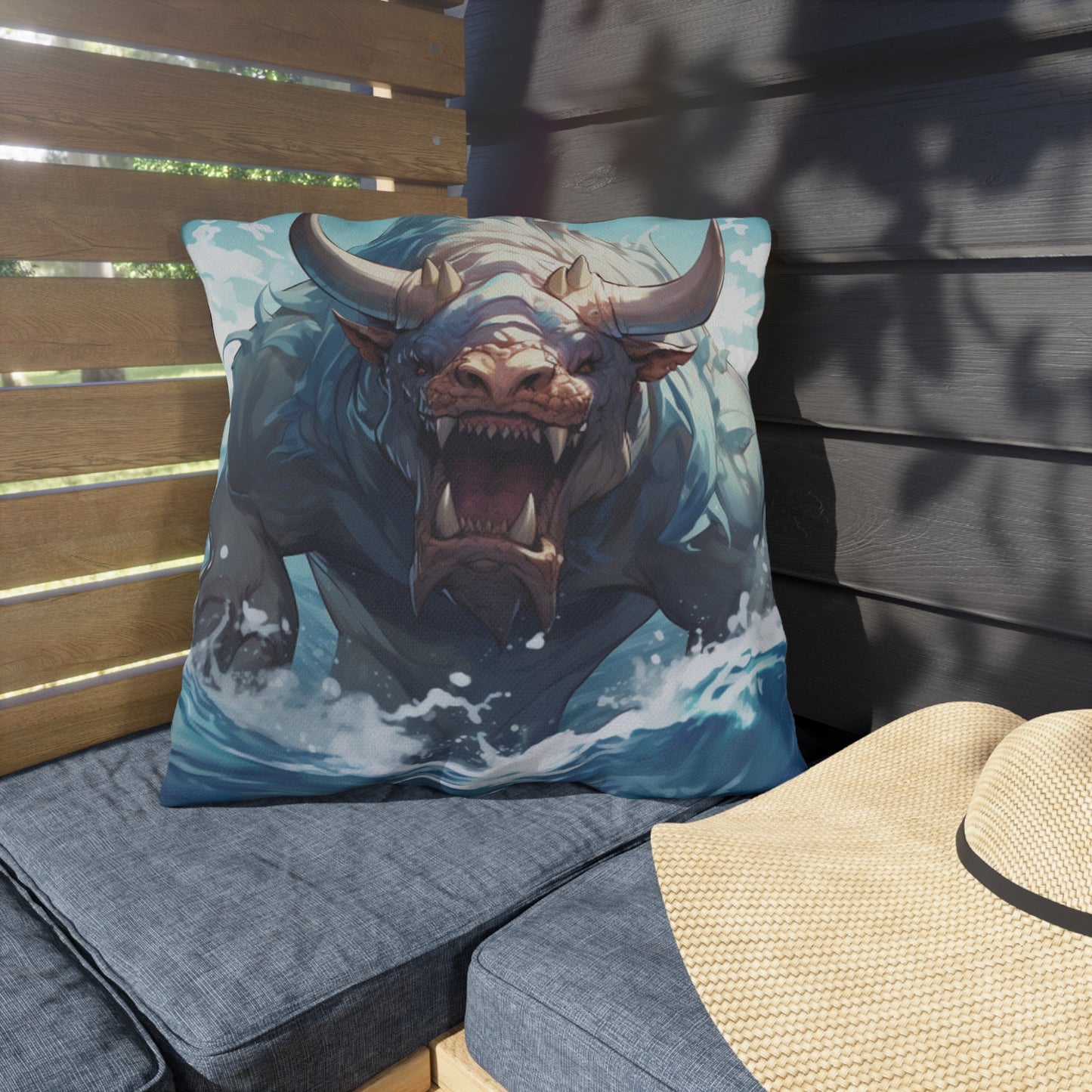 Bull Shark Fusion: Water Fantasy - Hybrid Ocean Marine Animal - Outdoor Pillows