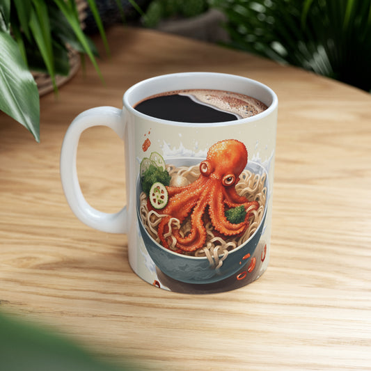 Ramen Octopus Bowl Anime Japanese Traditional Style - Ceramic Mug 11oz