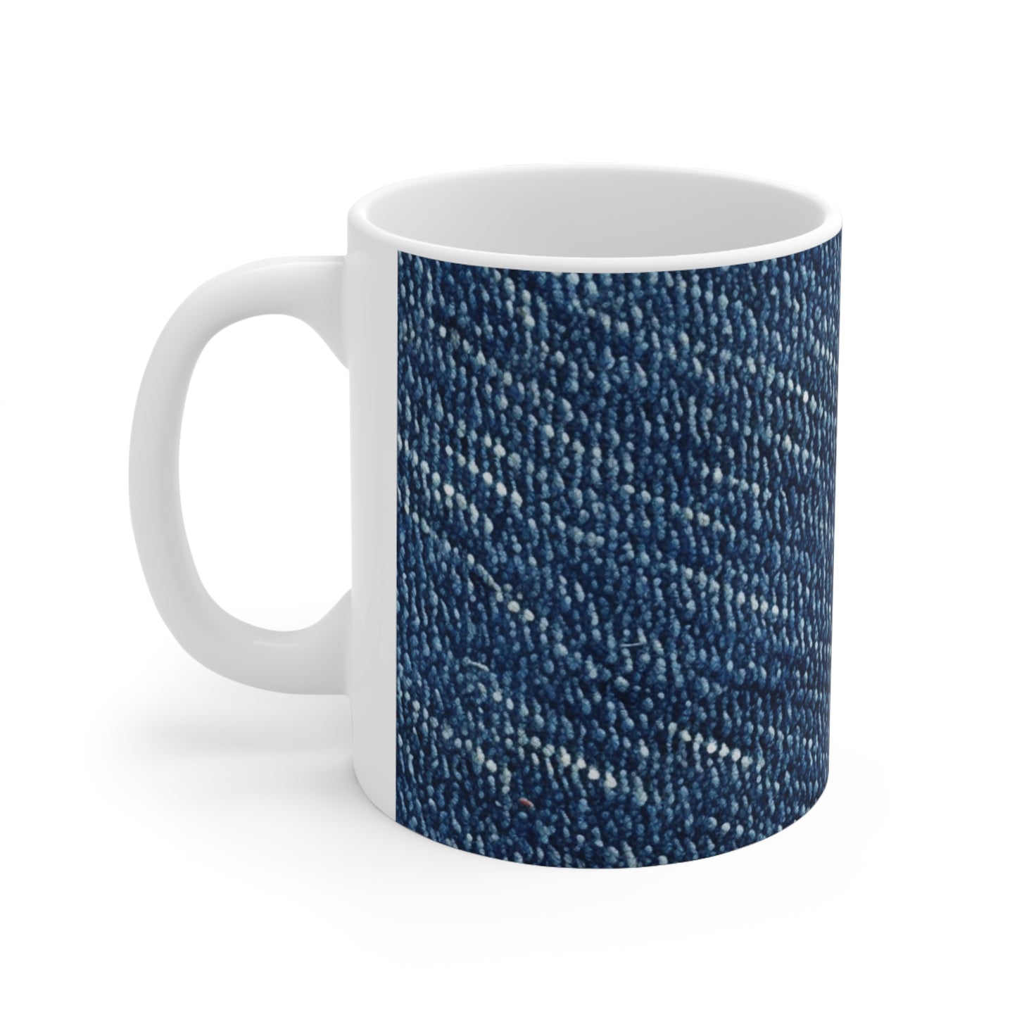 Denim-Inspired Design - Distinct Textured Fabric Pattern - Ceramic Mug 11oz