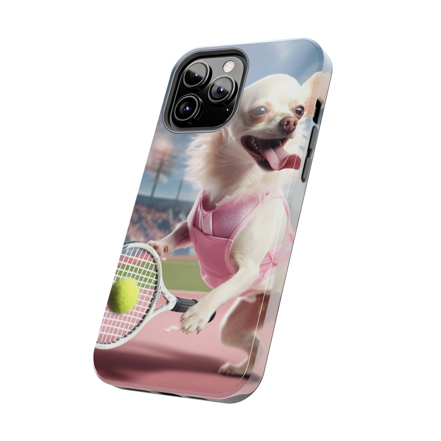 Chihuahua Tennis Ace: Dog Pink Outfit, Court Atheletic Sport Game - Tough Phone Cases