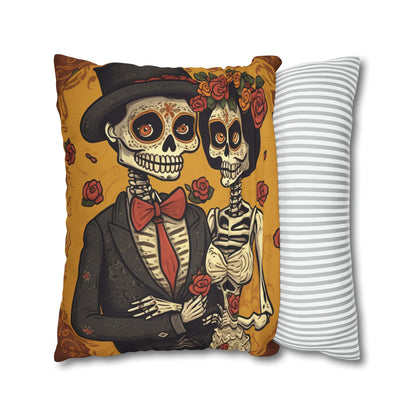 Halloween Wedding Marriage, Bride & Groom - Forever Soulmates - Spun Polyester Square Pillow Case