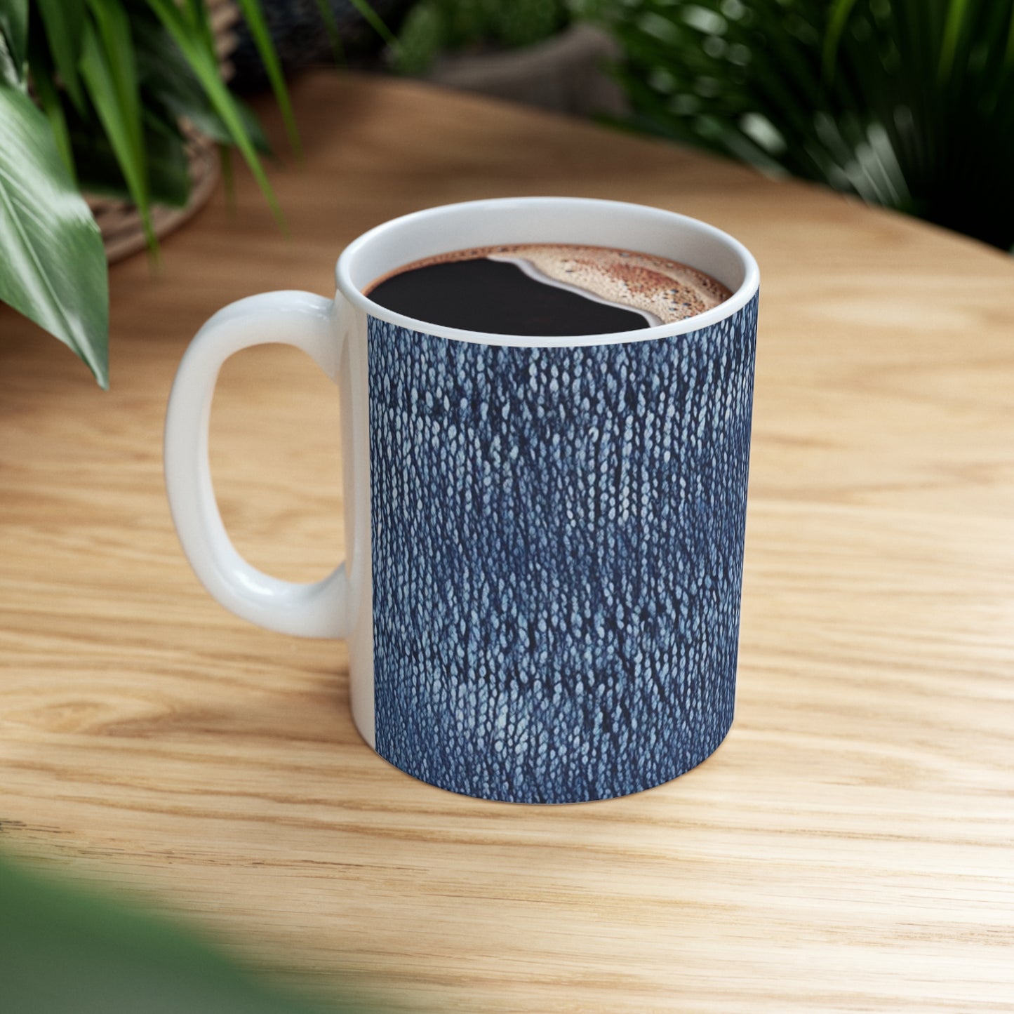 Indigo blue jean Denim Design Pattern Style - Ceramic Mug 11oz