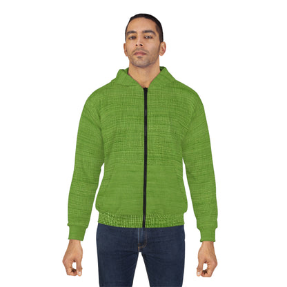 Olive Green Denim-Style: Seamless, Textured Fabric - Unisex Zip Hoodie (AOP)