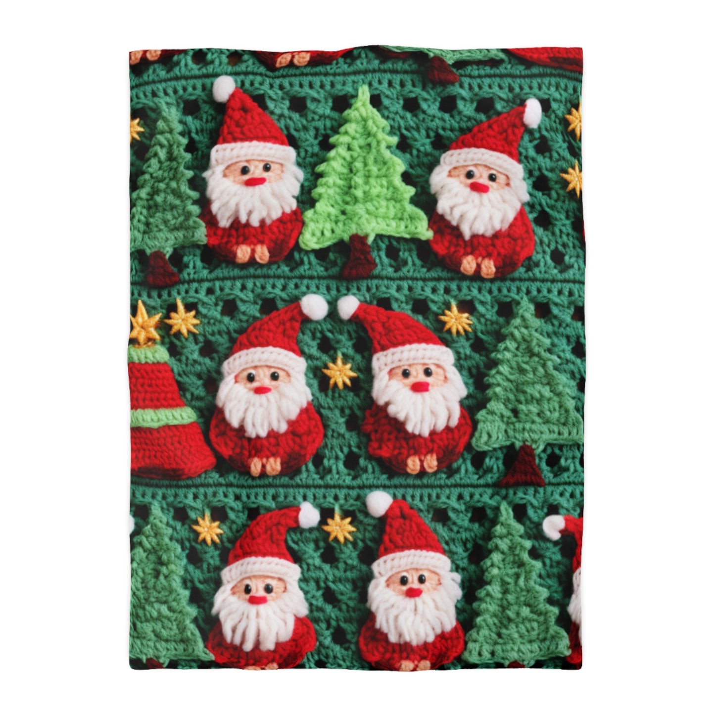 Patrón de ganchillo de Papá Noel, diseño navideño, decoración festiva, motivo de Papá Noel. Perfecto para la celebración navideña - Funda nórdica de microfibra 